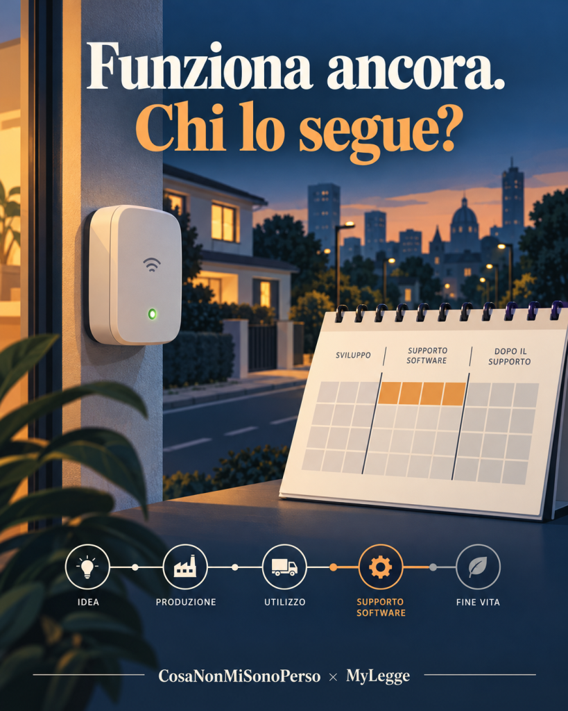 Un sensore connesso e un calendario illustrano la durata del supporto software: Funziona ancora. Chi lo segue?